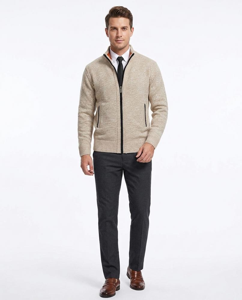 Talbos Closet - Rimir | Zip-Up Structured-Knit Knit Cardigan Men