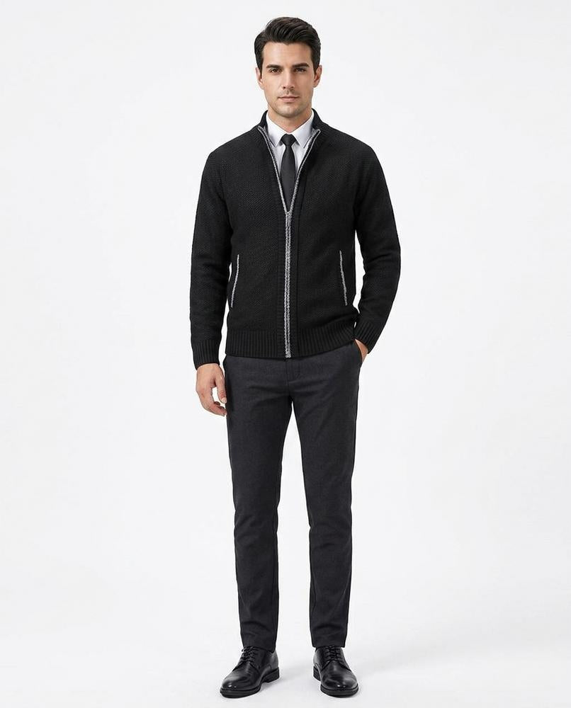 Talbos Closet - Rimir | Zip-Up Structured-Knit Knit Cardigan Men