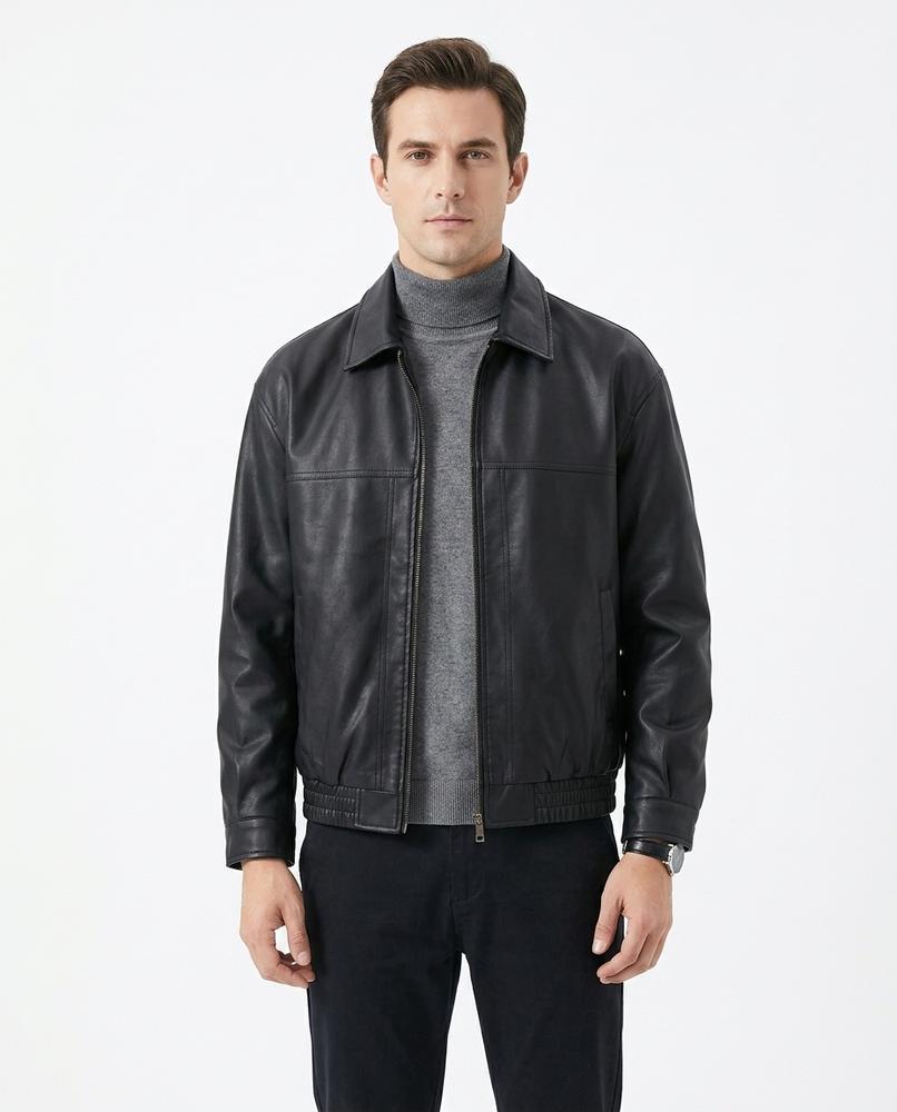 Talbos Closet - Almin | Zip-Up Collared Leather Jacket Men