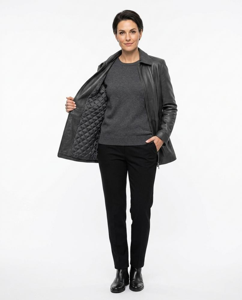 Talbos Closet - Vamar | Quilted-Lined Collared Leather Jacket Women