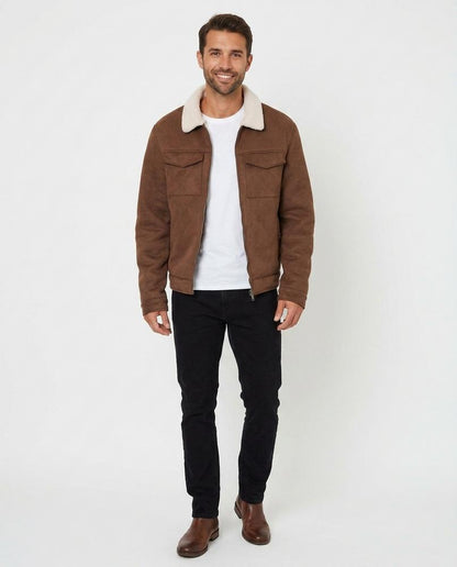 Talbos Closet - Elkar | Suede-Effect Sherpa-Collar Jacket Men