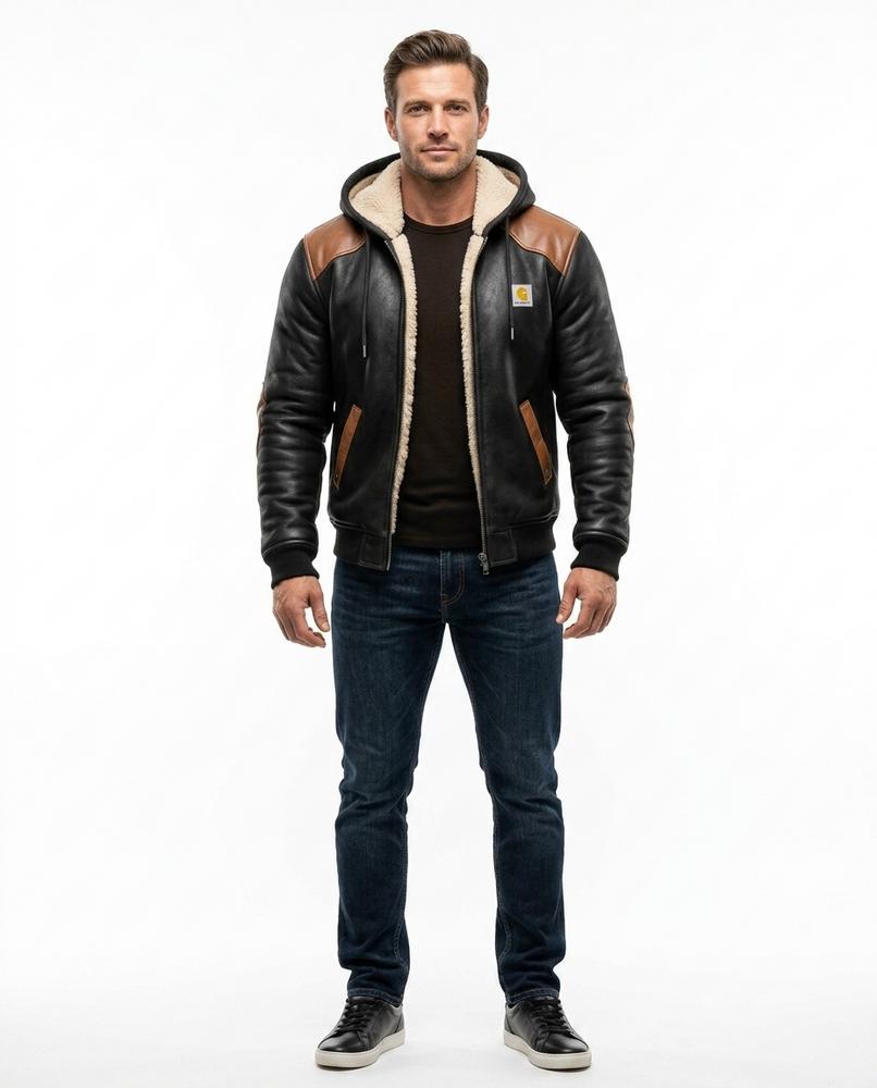 Talbos Closet - Dasel | Hooded Fleece-Lined Leather Jacket Men