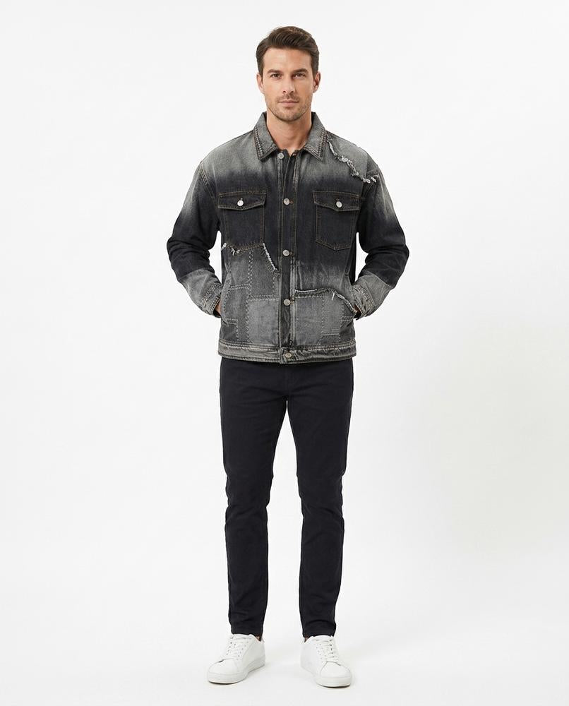Talbos Closet - Tisil | Washed Patched Denim Jacket Men
