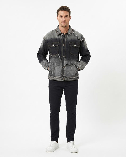 Talbos Closet - Tisil | Washed Patched Denim Jacket Men