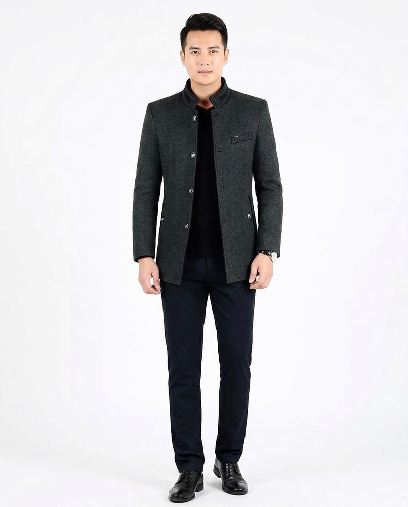 Talbos Closet - Nolev | Stand-Collar Slim-Fit Coat Men