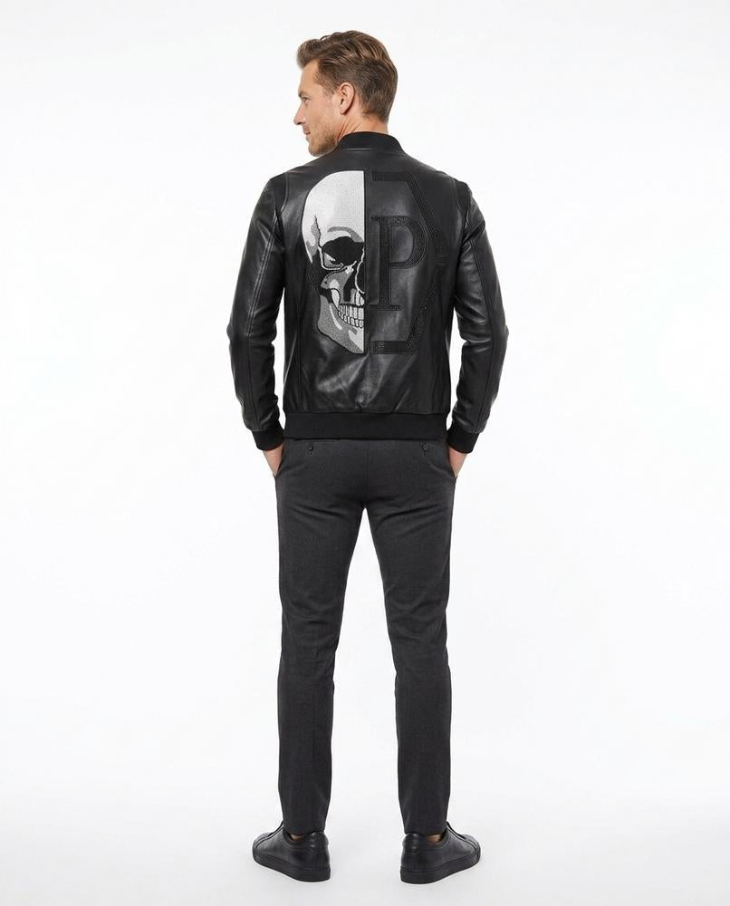 Talbos Closet - Kadar | Embellished Graphic Leather Jacket Men