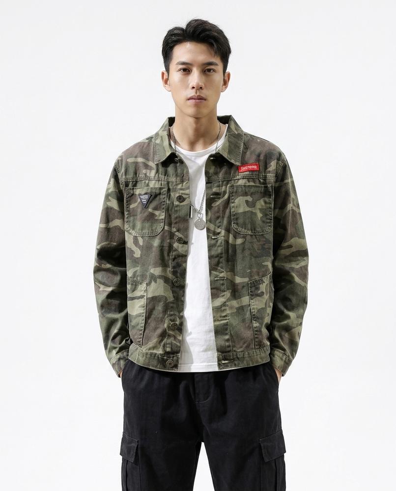 Talbos Closet - Tavar | Camouflage Button-Front Jacket Men