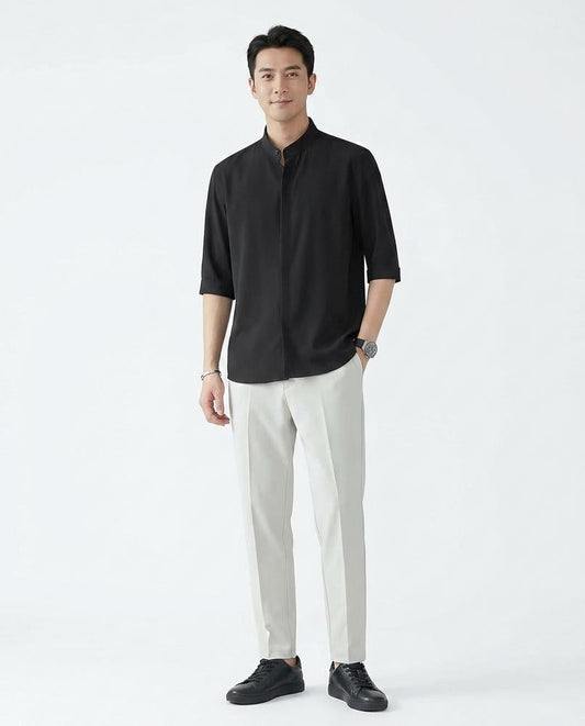 Talbos Closet - Codar | Mandarin Collar Three-Quarter Sleeve Shirt Men