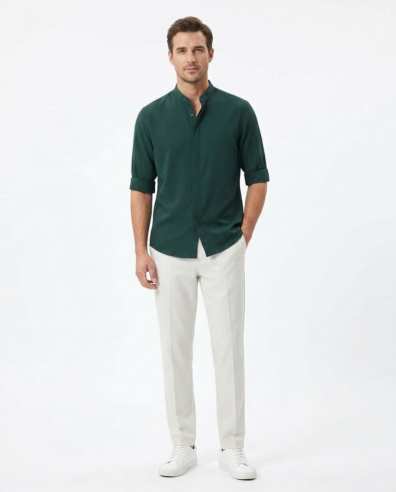 Talbos Closet - Codar | Mandarin Collar Three-Quarter Sleeve Shirt Men