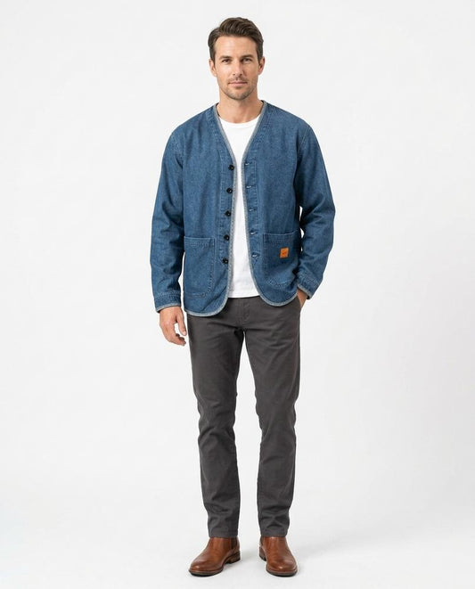 Talbos Closet - Tivan | Denim Collarless Jacket Men