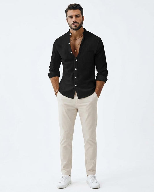 Talbos Closet - Tisol | Band Collar Slim Fit Shirt Men