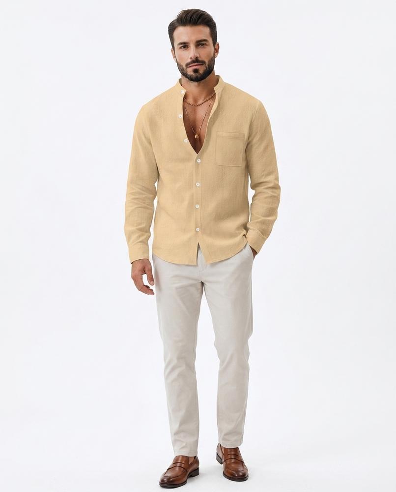 Talbos Closet - Tisol | Band Collar Slim Fit Shirt Men