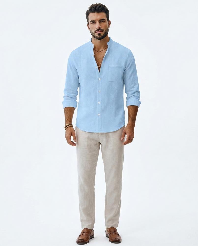 Talbos Closet - Tisol | Band Collar Slim Fit Shirt Men