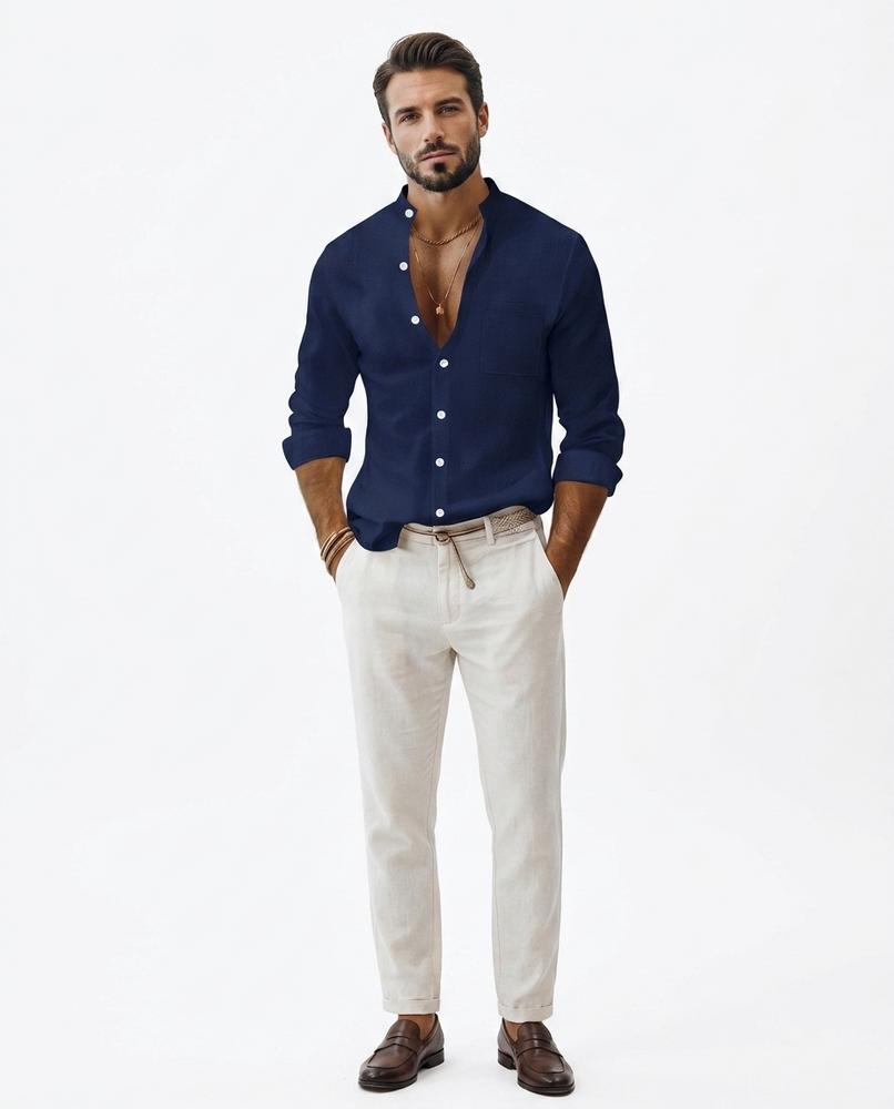 Talbos Closet - Tisol | Band Collar Slim Fit Shirt Men