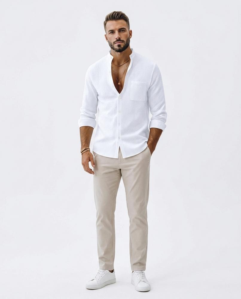 Talbos Closet - Tisol | Band Collar Slim Fit Shirt Men