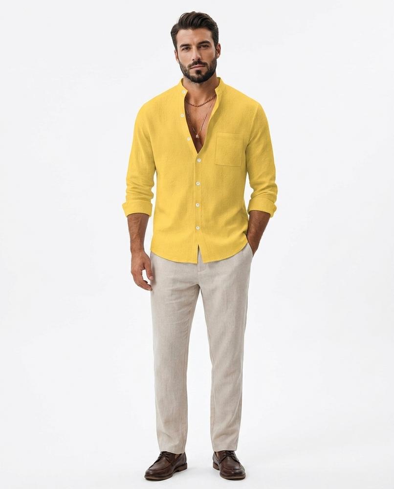 Talbos Closet - Tisol | Band Collar Slim Fit Shirt Men