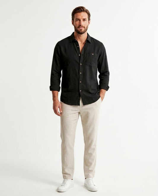 Talbos Closet - Salan | Linen-Blend Long-Sleeved Shirt Men