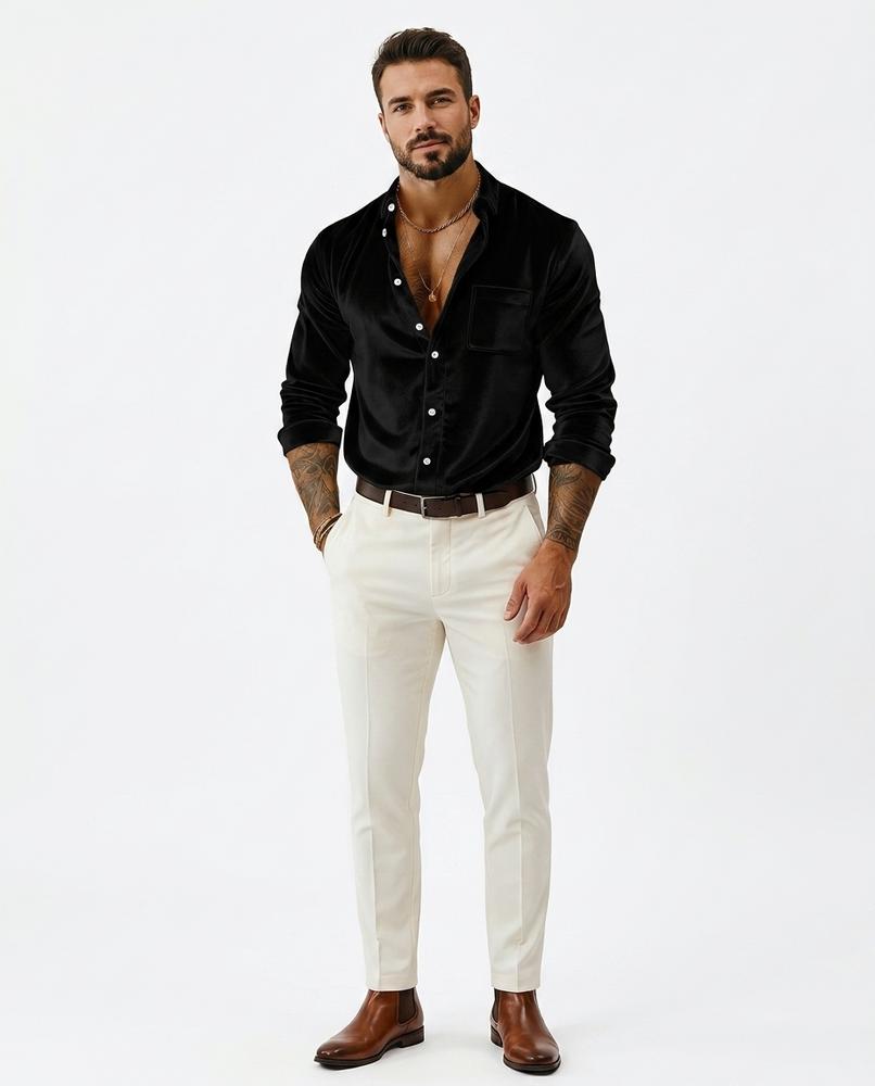 Talbos Closet - Danal | Velvet Button-Front Shirt Men