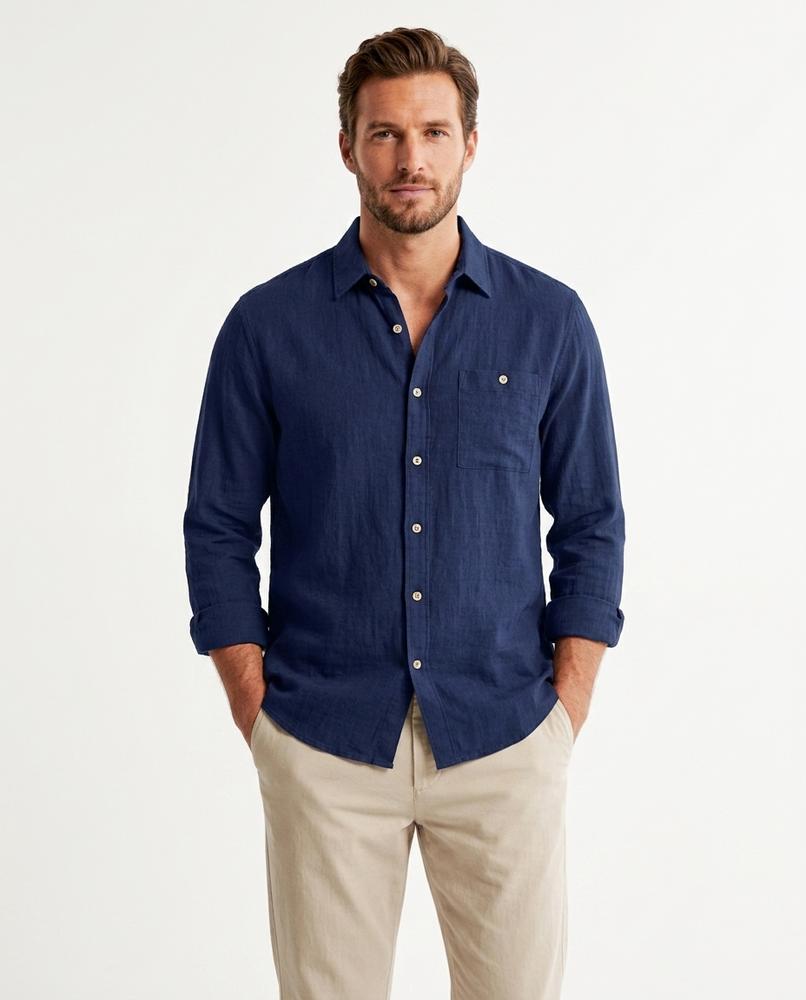 Talbos Closet - Salan | Linen-Blend Long-Sleeved Shirt Men