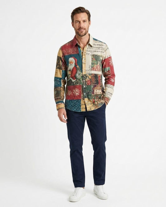 Talbos Closet - Nenal | Christmas-Themed Patchwork Shirt Men
