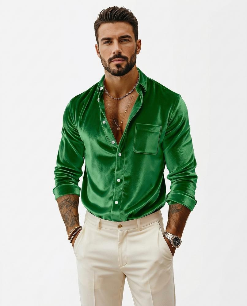 Talbos Closet - Danal | Velvet Button-Front Shirt Men