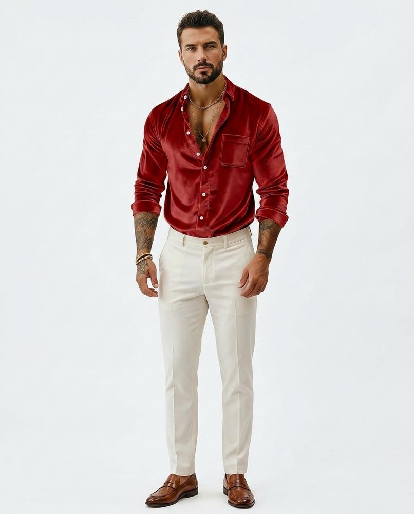 Talbos Closet - Danal | Velvet Button-Front Shirt Men