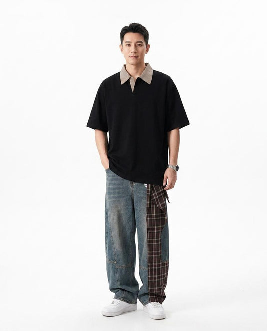 Talbos Closet - Samin | Contrast-Collar Loose-Fit Polo Shirt Men