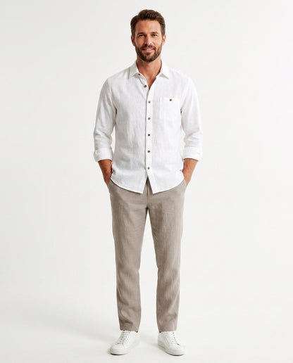 Talbos Closet - Salan | Linen-Blend Long-Sleeved Shirt Men