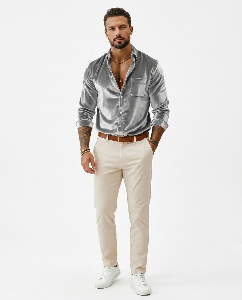 Talbos Closet - Danal | Velvet Button-Front Shirt Men