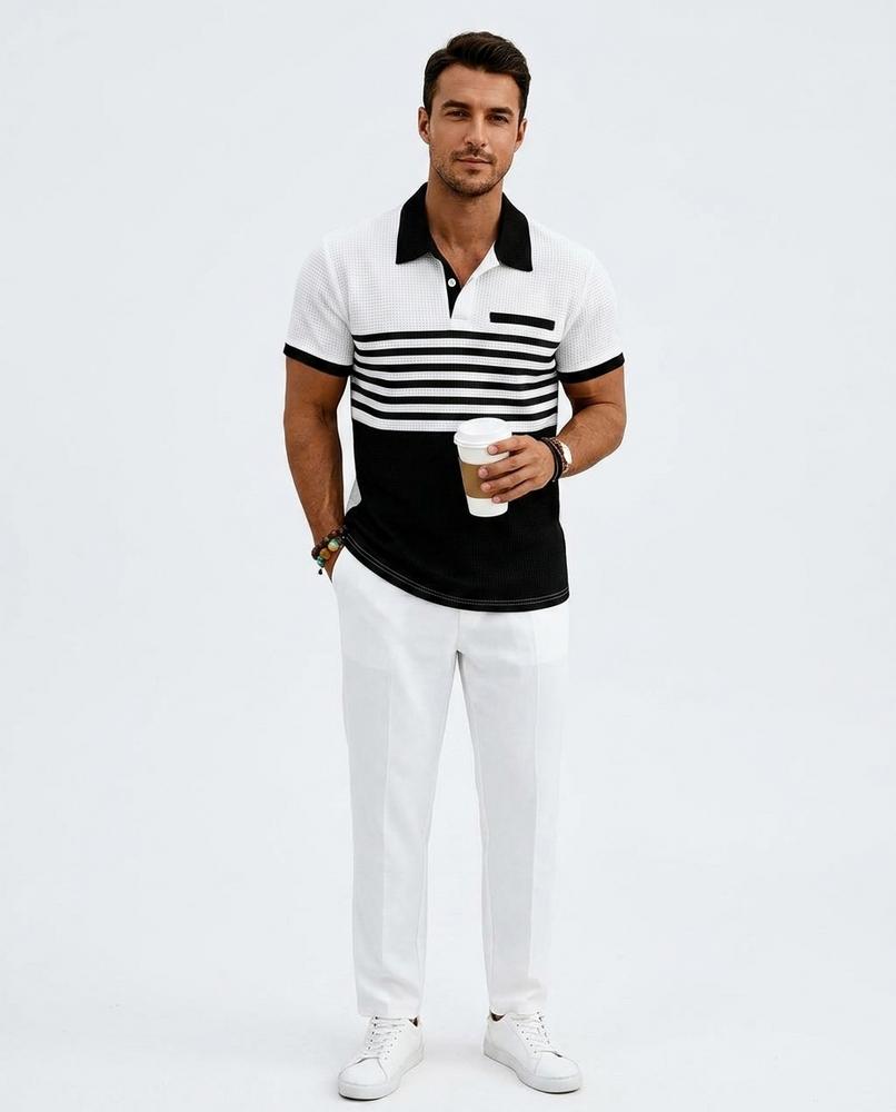 Talbos Closet - Zevan | Textured Color-Block Shirt Men
