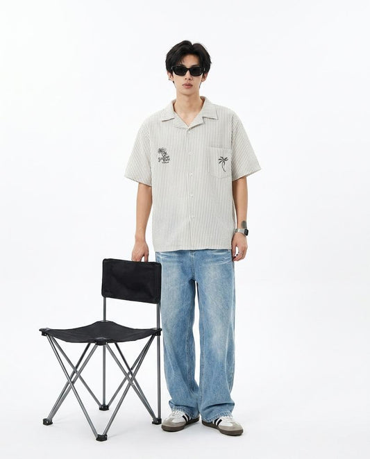 Talbos Closet - Zamar | Striped Embroidered Shirt Men