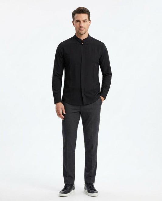 Talbos Closet - Semel | Mandarin-Collar Long-Sleeved Shirt Men