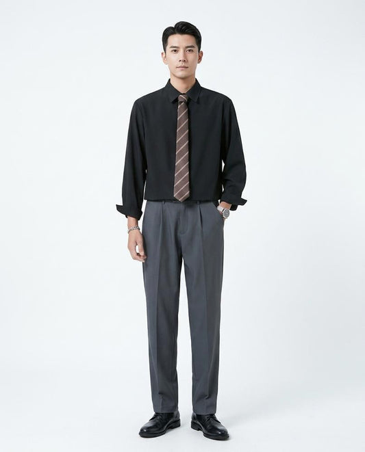 Talbos Closet - Zasan | Solid-Color Long-Sleeved Shirt Men