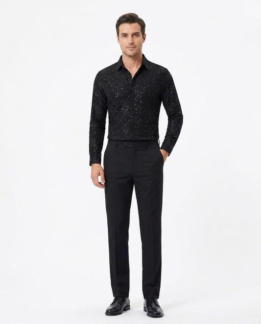 Talbos Closet - Kalar | Glittered Slim-Fit Shirt Men