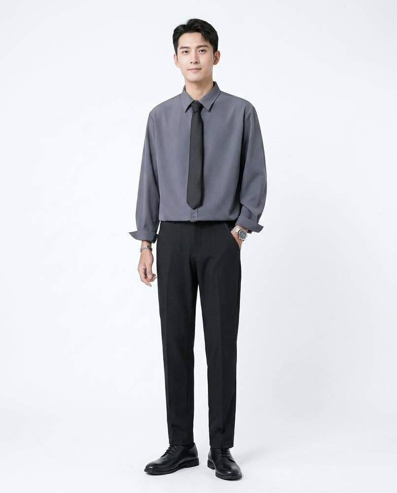 Talbos Closet - Zasan | Solid-Color Long-Sleeved Shirt Men