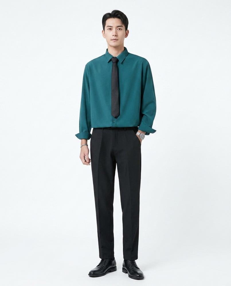 Talbos Closet - Zasan | Solid-Color Long-Sleeved Shirt Men