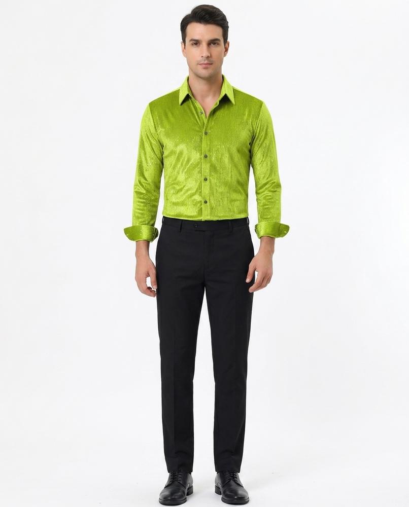 Talbos Closet - Kalar | Glittered Slim-Fit Shirt Men