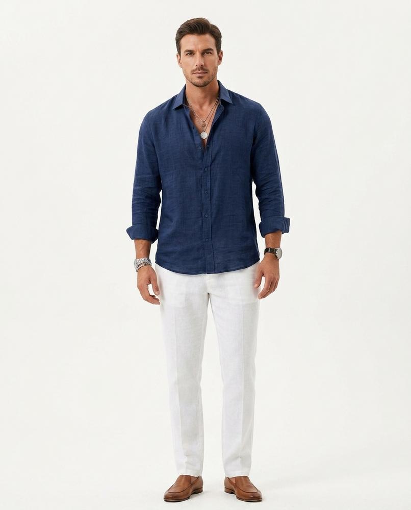 Talbos Closet - Sesil | Linen Button-Front Shirt Men