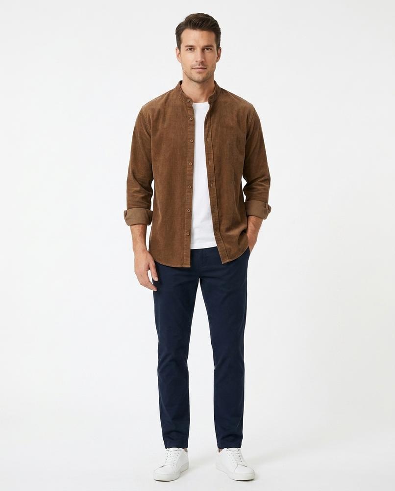 Talbos Closet - Niram | Corduroy Mandarin Collar Shirt Men
