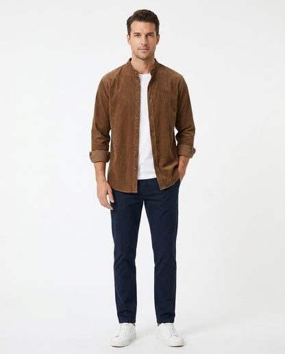 Talbos Closet - Niram | Corduroy Mandarin Collar Shirt Men