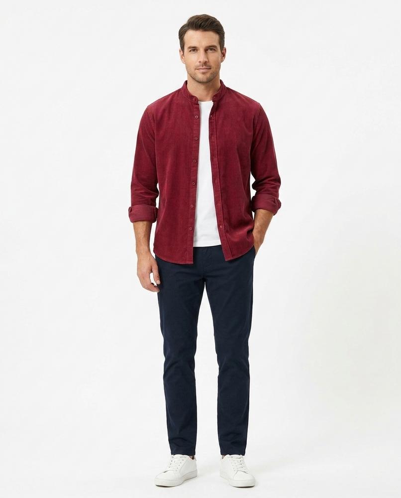 Talbos Closet - Niram | Corduroy Mandarin Collar Shirt Men