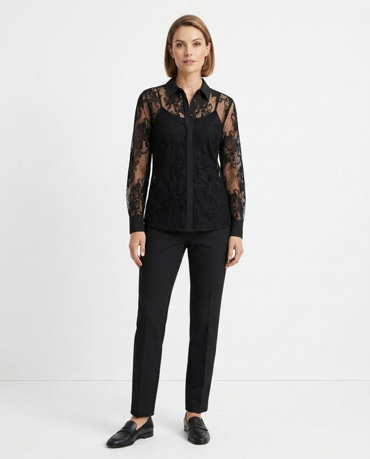 Talbos Closet - Sesen | Sheer Lace Slim-Fit Blouse Women