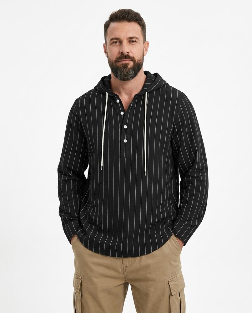 Talbos Closet - Rinav | Striped Hooded Shirt Men