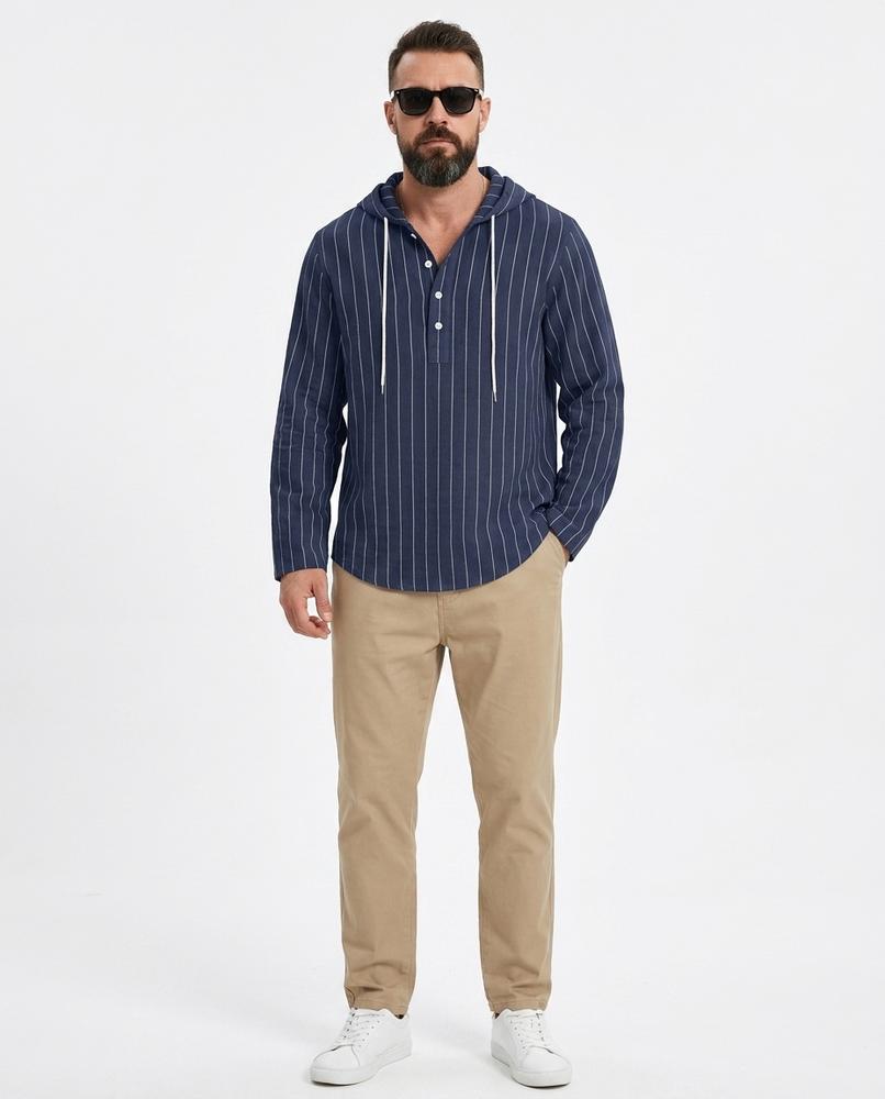 Talbos Closet - Rinav | Striped Hooded Shirt Men