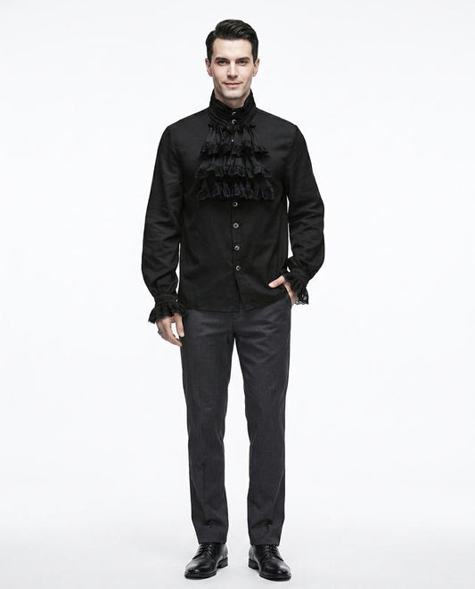 Talbos Closet - Mimin | Ruffled Stand-Collar Shirt Men