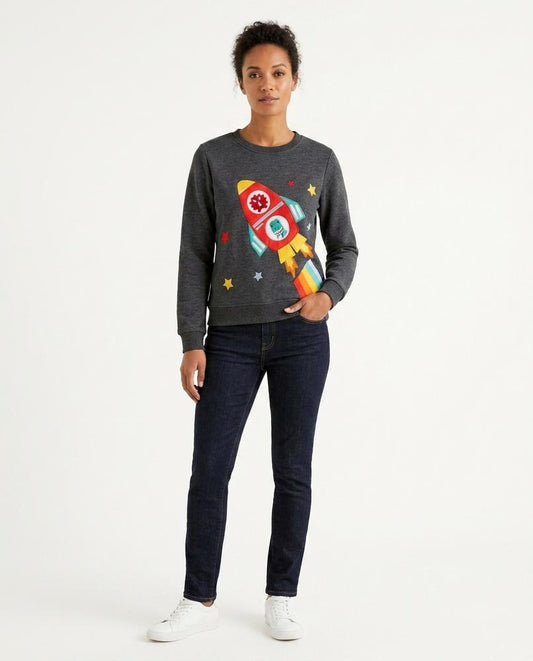 Talbos Closet - Mavan | Appliquéd Crewneck Sweatshirt Women
