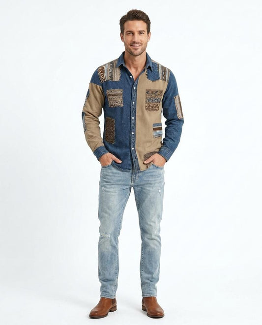 Talbos Closet - Lavel | Patchwork Two-Tone Shirt Men