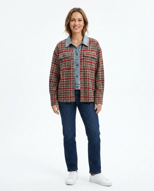 Talbos Closet - Mamir | Plaid Layered-Look Shirt Women