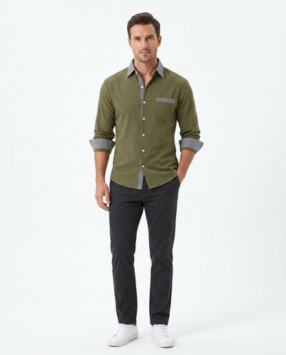 Talbos Closet - Alnav | Slim-Fit Contrast-Trim Shirt Men