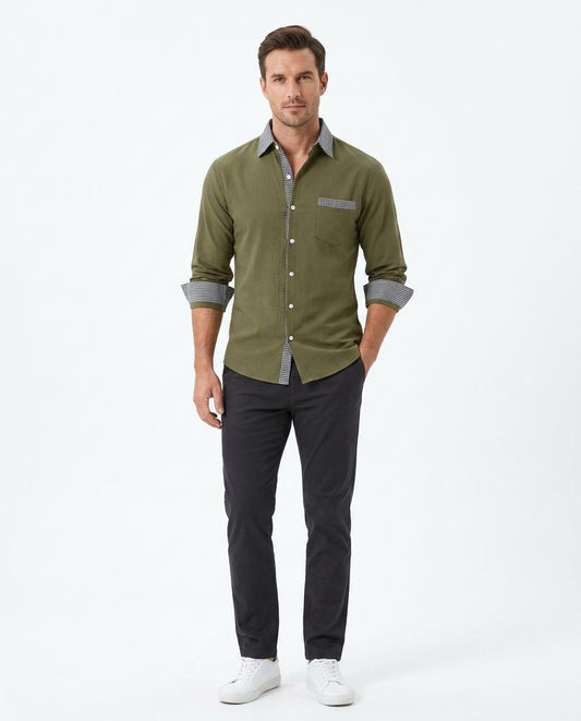 Talbos Closet - Alnav | Slim-Fit Contrast-Trim Shirt Men